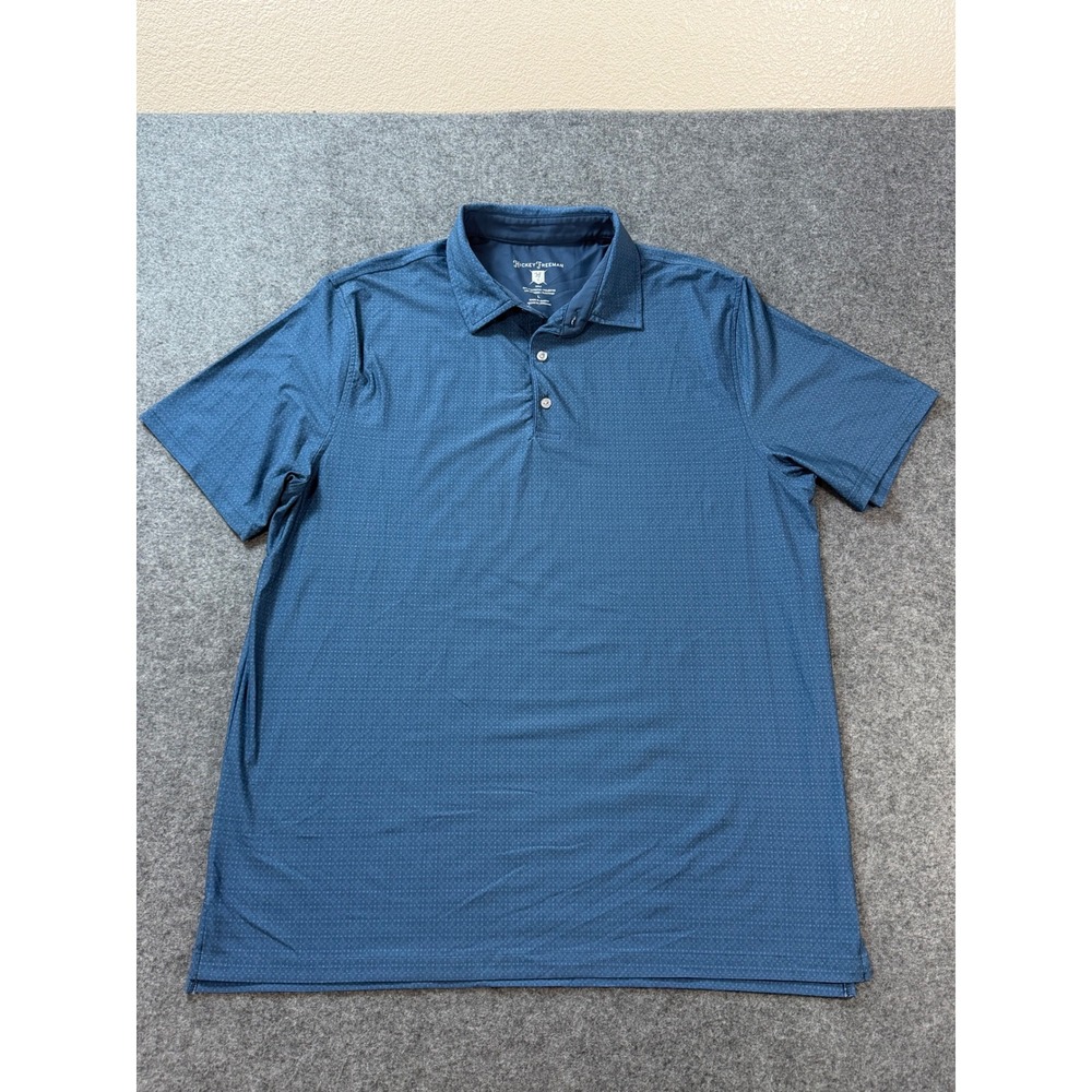 Hickey Freeman Golf Polo Mens Size L Blue Performance Short Sleeve Geometric